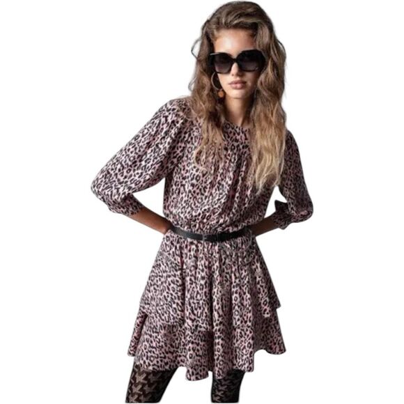 Zadig & Voltaire Pink Rooka Squeleton Mini Dress Size S Designer Runway Animal - Picture 14 of 15